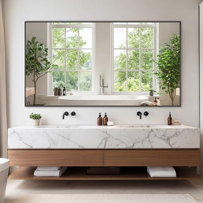 Bathroom Mirror 55" x 30", Large Rectangle Wall Mirror, Black