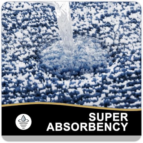 OLANLY Large Bathroom Rugs 40x32, Soft Absorbent Microfiber Bath Rugs, Navy