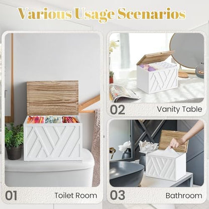 Jorkol Tampon Holder for Bathroom Decor, Feminine Product Organizer with Lid, Shark Week Tampon Storage, Wood Pad and Tampon Organizer for Toilet Organizer, Bathroom Accessories Box for Girl Stuff