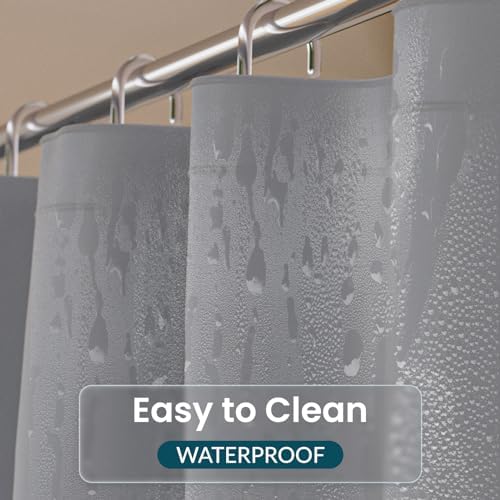 Titanker Plastic Shower Curtain Liner, 72x72 Grey Shower Liner Lightweight PEVA Shower Curtains for Bathroom, Waterproof Shower Liner with Magnets and Rustproof Grommet Holes