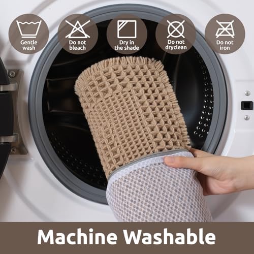 AMOAMI Waffle Bathroom Runner Rugs, Long Bath Mat Non Slip 24''x72'' Beige