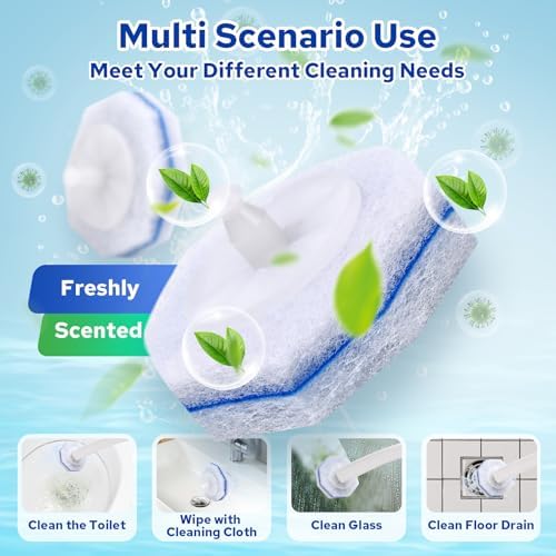120pcs Bulk Toilet Brush Refills, Disposable Bowl Cleaner Scrubber Pads