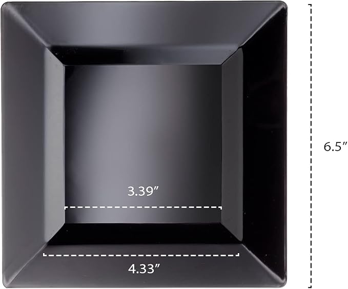 Party Essentials Party Supplies Disposable Classic Square Plastic Plates For Wedding/All Occasions, 6.5", 70-Count, Black
