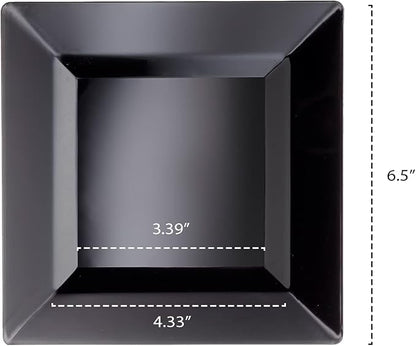 Party Essentials Party Supplies Disposable Classic Square Plastic Plates For Wedding/All Occasions, 6.5", 70-Count, Black