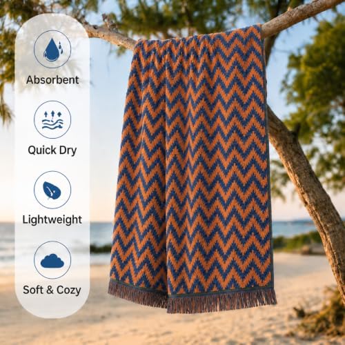 ecolook Chevron Pattern Beach and Bath Towels 2 Pack, Decorative Cotton