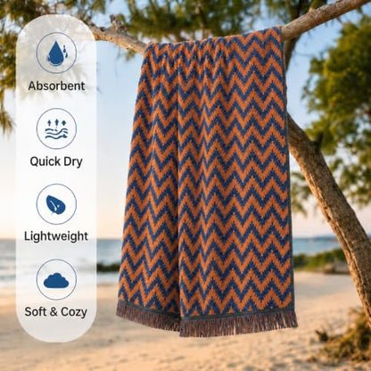 ecolook Chevron Pattern Beach and Bath Towels 2 Pack, Decorative Cotton