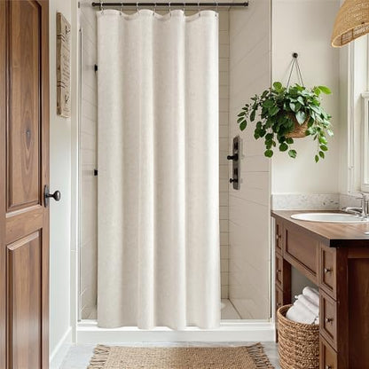 Nanspring Linen Shower Curtain for Bathroom 42x72 Inch 1 Panel Cream Beige