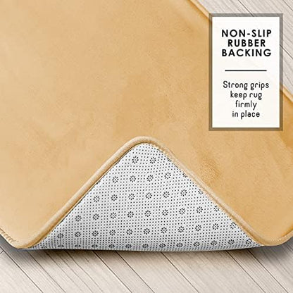 Clara Clark Bathroom Rugs, Velvet Memory Foam Bath Mat, Non-Slip, Machine Washable Bath Rugs - Dries Quickly, Ultra Soft Plush Bath Mats for Bathroom, 17 x 24, Cream