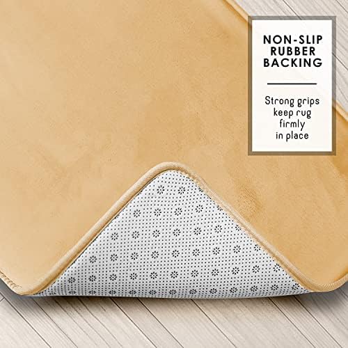 Clara Clark Bathroom Rugs, Velvet Memory Foam Bath Mat, Non-Slip, Machine Washable Bath Rugs - Dries Quickly, Ultra Soft Plush Bath Mats for Bathroom, 20 x 24, Cream