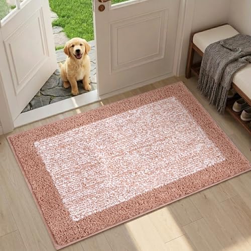 36x24 Large Bathroom Rugs Non Slip Washable, Soft Absorbent Bath Mat Pink