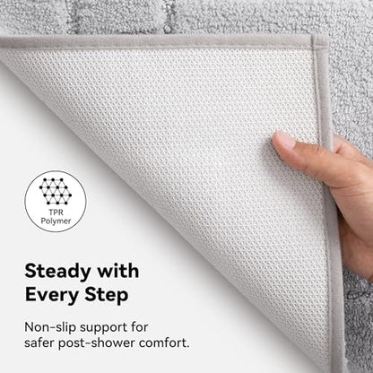 GRANNY SAYS Gray Bathroom Rug 16" x 24", Non-Slip Microfiber Bath Mat