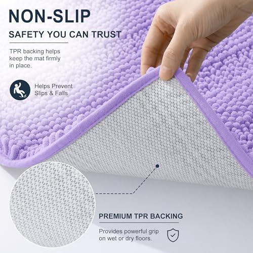Smiry Thick Chenille Toilet Rugs U-Shaped 24x20, Soft Bath Mat, Lavender
