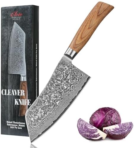 Wakoli EDIB Pro Cai Dao Knife – Japanese Style Chef Knife | 7-Inch Genuine Damascus Steel Blade with VG10 Core | Ergonomic Pakkawood Handle | Professional Kitchen Tool in Gift Box