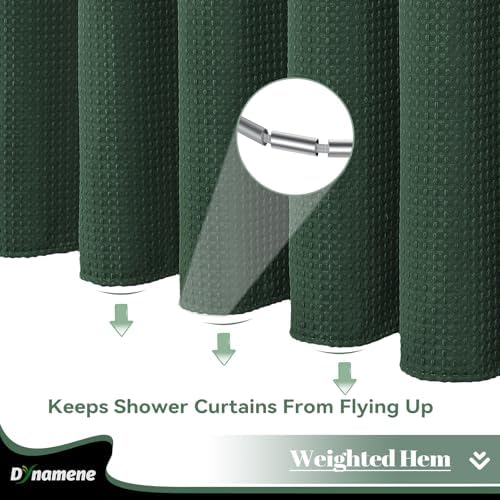 Dynamene Stall Waffle Shower Curtain 256 GSM Heavy Fabric 60x72 Dark Green