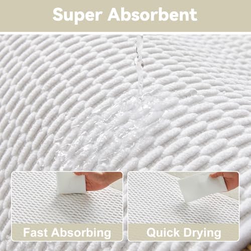 Triohero Toilet Rug, Thin Toilet Rugs U Shaped Washable Non Slip Absorbent Quick Dry Low Pile Toilet Mat, White 20"x24" U Shape