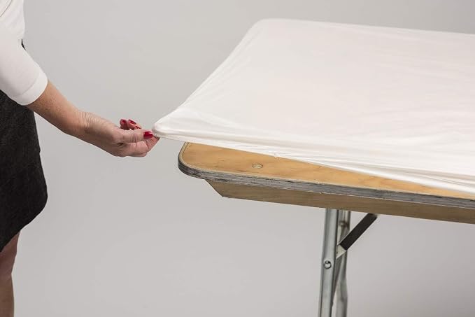 Kwik-Covers 8' Rectangle Plastic Table Covers 30" x 96", Bundle of 5 (Navy Blue)