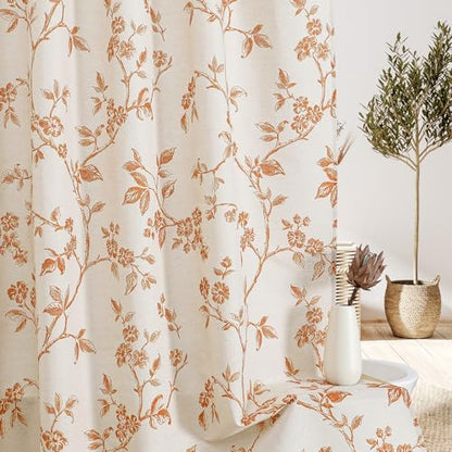 MitoVilla Long Cotton Floral Shower Curtain for Bathroom,72 x 78