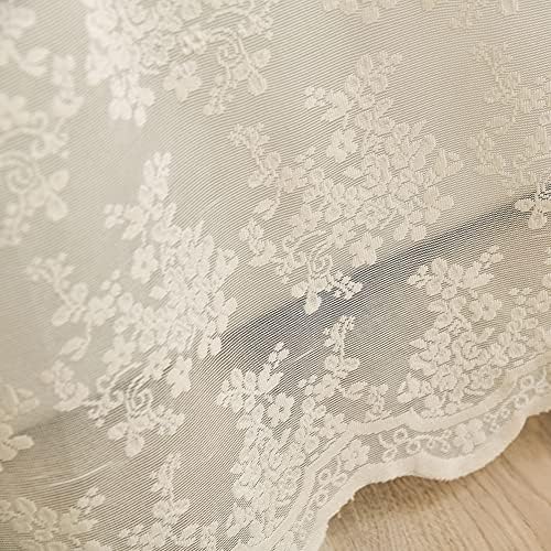 Ivory Lace Shower Curtain 72x72, Vintage Shabby Chic with Attached Valance