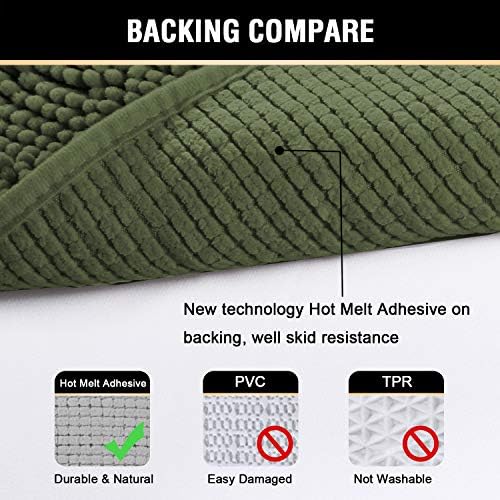 H.VERSAILTEX 20x32 Inch Loden Bath Mat Soft Shaggy Bathroom Rugs Non-Slip Chenille Plush Rugs Luxury Microfiber Washable Bath Rug for Floor Bathroom Bedroom Living Room