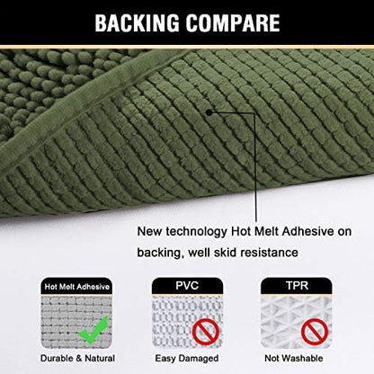 H.VERSAILTEX 20x32 Inch Loden Bath Mat Soft Shaggy Bathroom Rugs Non-Slip Chenille Plush Rugs Luxury Microfiber Washable Bath Rug for Floor Bathroom Bedroom Living Room