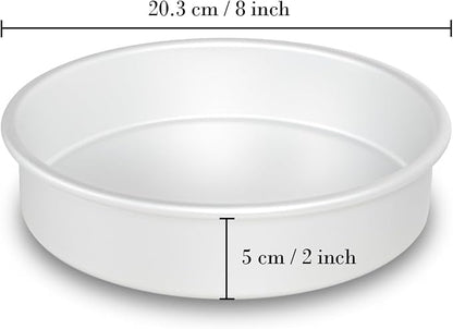 8 x 2 Inch Round Cake Pans Set of 3, Aluminum Round Cake Tin, Baking Cake Pan for Wedding, Party, Family Occasions, Chocolate, Bread. (Round, 8×2 Round Cake Pan, Set of 3)
