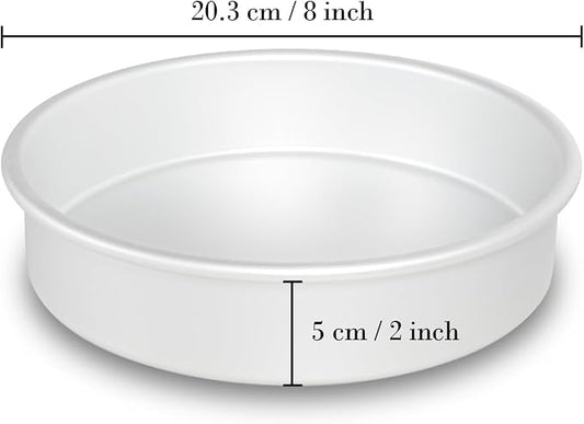 8 x 2 Inch Round Cake Pans Set of 3, Aluminum Round Cake Tin, Baking Cake Pan for Wedding, Party, Family Occasions, Chocolate, Bread. (Round, 8×2 Round Cake Pan, Set of 3)