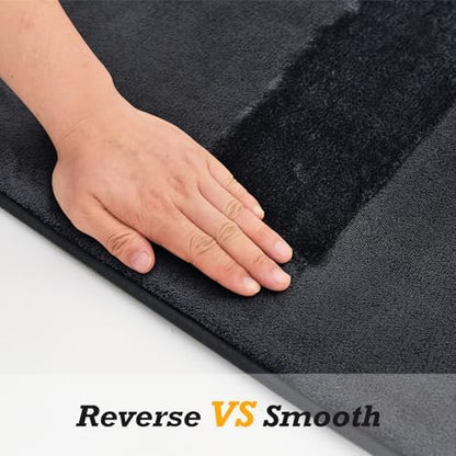 HUXMEYSON Bathroom Rugs Sets 2 Piece, Non-Slip & Quick Dry Bath Mat Set, Ultra Soft Velvet Bath Rugs for Bathroom, Toilet and Shower Floor, Dark Grey