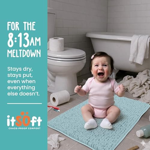 Standard Chenille Bath Mats 34"x21", Plush Absorbent Bath Mats Quick Dry, Soft & Machine Washable, Non Slip Carpet for Bathroom, Thick Bathroom Rugs, Shower Restroom Rug, Alfombras De Baño, Bathrugs