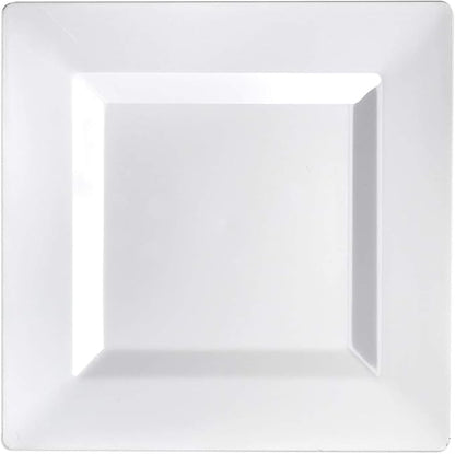Party Essentials Party Supplies Disposable Classic Square Plastic Plates For Wedding/All Occasions, 6.5", 70-Count, White