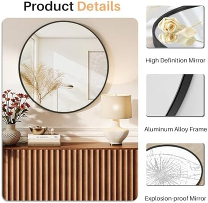 Bathroom Mirror for Wall, 24 Inch Round Mirrors