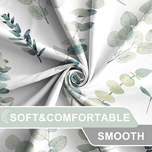 AWERT Shower Curtain Green Plants for Bathroom Waterproof Quick-Drying Eucalyptus Leaves Shower Curtain Set with Hooks 60x72 Inch