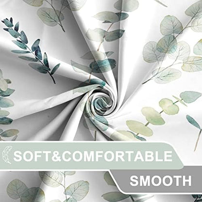 AWERT Shower Curtain Green Plants for Bathroom Waterproof Quick-Drying Eucalyptus Leaves Shower Curtain Set with Hooks 72x78 Inch