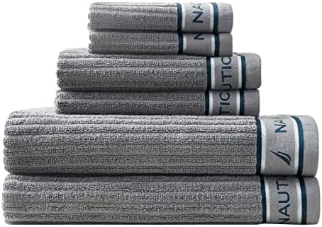 Nautica - 100% Cotton Bath Towel Set, Soft & Absorbent, 6-Piece Set