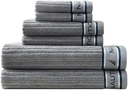 Nautica - 100% Cotton Bath Towel Set, Soft & Absorbent, 6-Piece Set