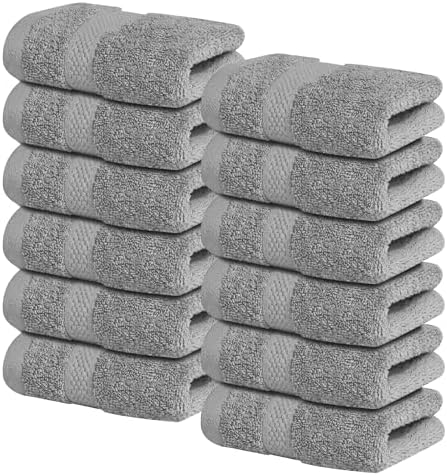 Infinitee Xclusives 100% Cotton Luxury Wash Cloths for Showering - 12 Pack
