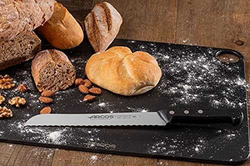 Arcos Bread Knife 8 Inch Nitrum Stainless Steel and 200 mm blade. Obtain a great variety of cuts for your food. Ideal knife for daily domestic use. Series Universal. Color Black