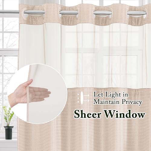 Gibelle No Hook Cloth Blush Pink Shower Curtain with Liner, 72x80