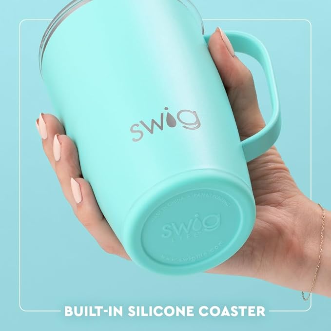 Swig Life 18oz Travel Mug, Insulated Tumbler with Handle and Lid, Cup Holder Friendly, Dishwasher Safe, Stainless Steel, Teacher Gift (Teacher Life)