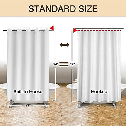 River Dream No Hook Fabric Shower Curtain TPU Lining, White, 71x74