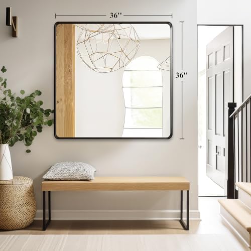 Black Bathroom Vanity Mirror Over Sink 36x36, Big Wall Square Mirror