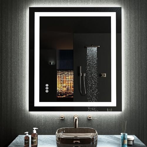 LOAAO 20"X28" RGB LED Bathroom Mirror with Lights, UL Listed