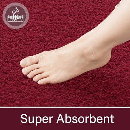 LOCHAS Bathroom Rug Runner 24x70 Inch, Bath Rugs Non Slip, Red