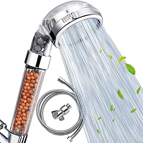Nosame® Shower Head with Hose, Filter Filtration High Pressure Water Saving 3 Mode Function Spray Handheld Showerheads for Dry Skin & Hair