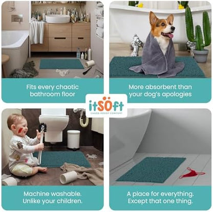 Chenille Bath Mats 25"x18", Plush Absorbent Bath Mats Quick Dry, Soft & Machine Washable, Non Slip Carpet for Bathroom, Thick Bathroom Rugs, Shower Restroom Rug Mat, Alfombras De Bano, Bathrugs