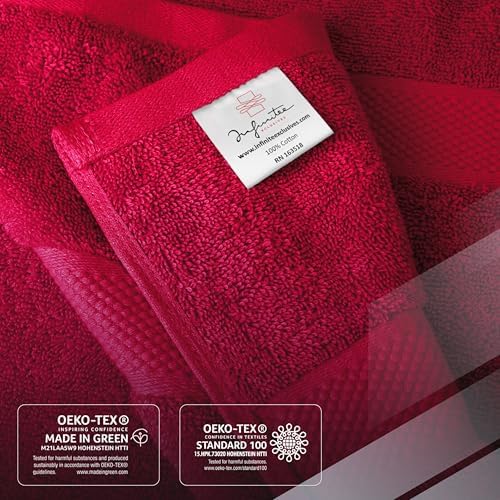 Infinitee Xclusives 100% Ring-Spun Cotton Bath Towels for Bathroom - Pack 4