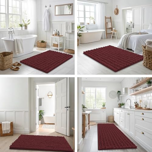 Smiry Bathroom Rugs 34X21, Extra Soft Rubber Backing Chenille Bath Mats