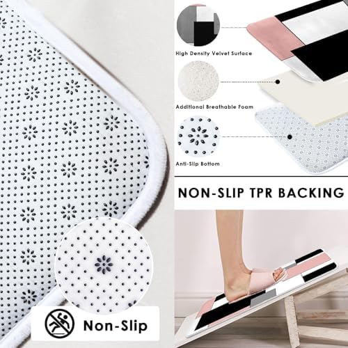 Bathroom Sets with Shower Curtain and Rugs, 4 Pcs, Geometric Pink