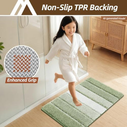 COSY HOMEER Bathroom Rugs 30x20,Ultra Soft Absorbent Bath Mat,Green