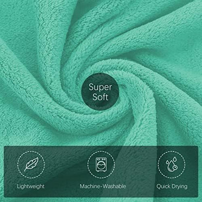TENSTARS Silk Hemming Hand Towels for Bathroom - Quick Drying - Ultra Soft Microfiber Absorbent Towel for Bath Fitness, Gym, Shower, Hotel, and Spa - 16x28 Inch | Set of 6, Aqua Green