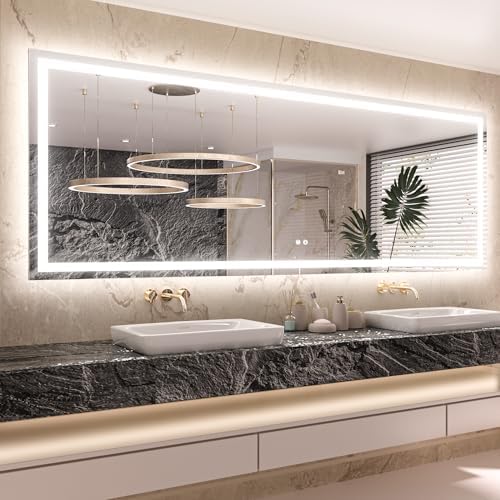 Keonjinn 84x32 Inch LED Bathroom Mirror with Light, Effortless Installation